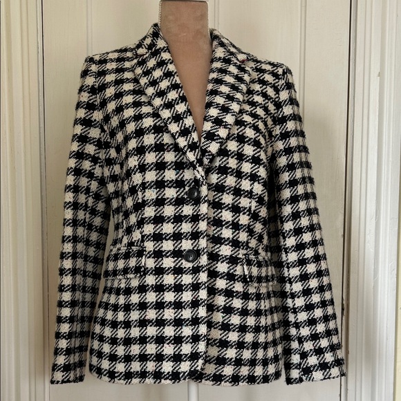 Talbots Jackets & Blazers - New Talbots Black and White Plaid Blazer wool blend